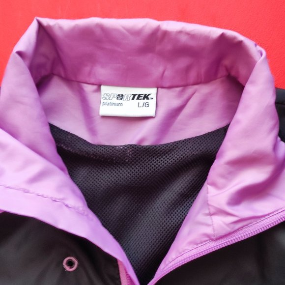 Sportek Platinum windbreaker light coat jacket black pink women's size L - Picture 4 of 8